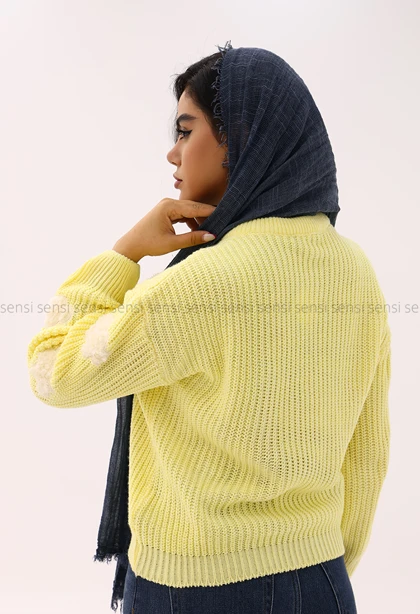 بافت زنانه ابری یقه گرد کد1006638