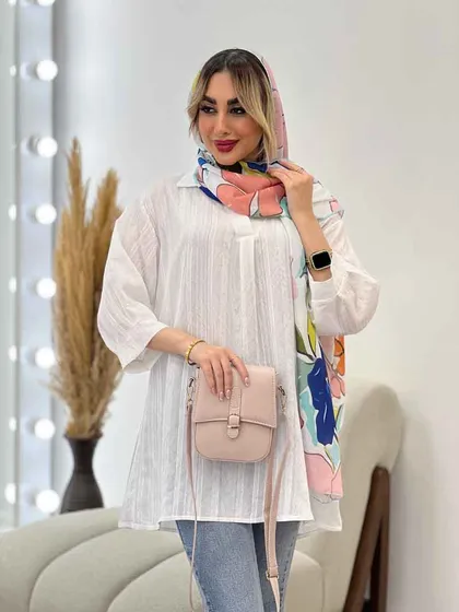 شومیز طرح دار آستین پیله