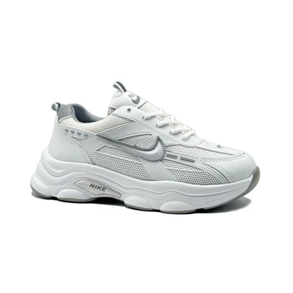 کفش و کتانی زنانه و دخترانه مدل نایک NIKE رنگ سفید طوسی
