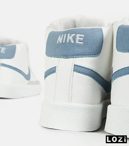 کفش کتانی ساق‌دار مردانه و زنانه سفید آبی Nike Blazer Low 77