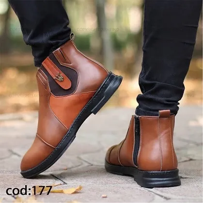 بوت چرم مازاراتی قهوه ای