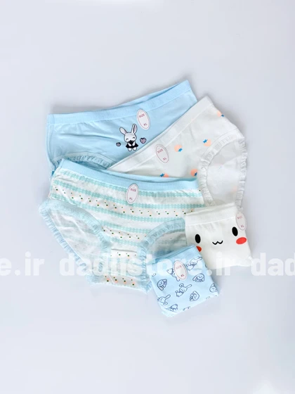 شورت اسلیپ نخ پنبه عروسکی طرح آبی خرگوشی