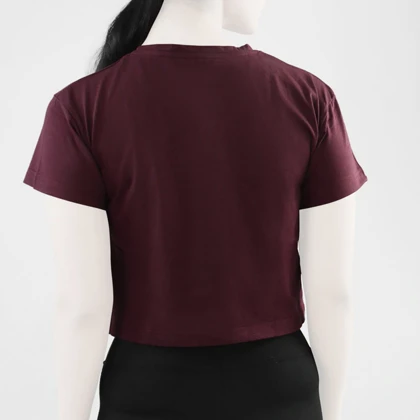 کراپ آستین کوتاه ورزشی زنانه جیم شارک مدل PB-4L1188 زرشکی