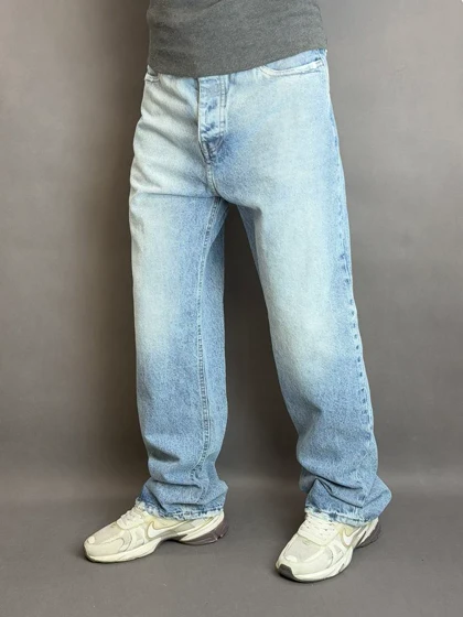 شلوار نیم بگ مردانه آبی سنگشور LEVIS ساده 19
