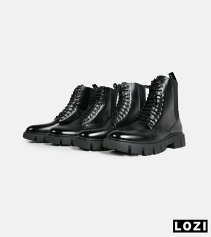 بوت مردانه چرمی مشکی ZARA