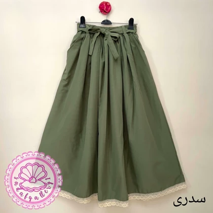 دامن لینن منگو حاشیه نواردوزی در رنگبندی متنوع