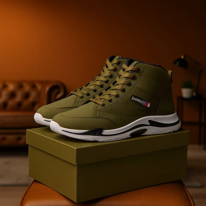 کفش ساق‌دار مردانه زیتونی مدل EMTO ویژه