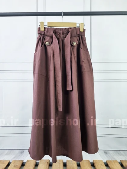 دامن جیب کراس دکمه‌ای کمربنددار