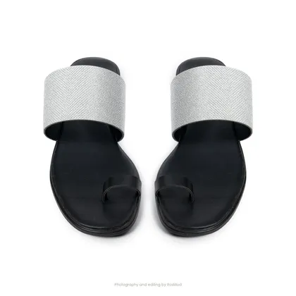صندل اران گازولین مشکی نقره‌ای - GAAZOLIN Oran Sandals Silver Shine