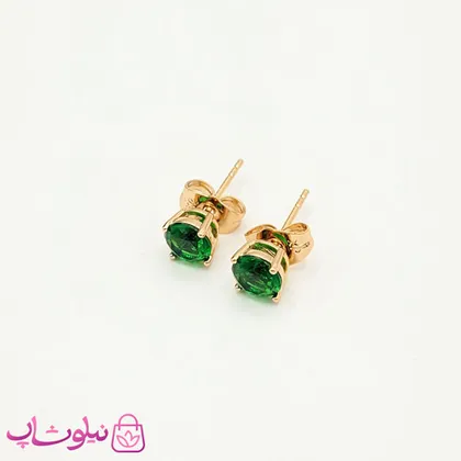 گوشواره میخی ژوپینگ نگین سبز