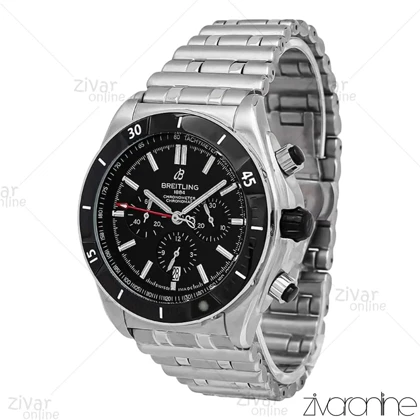 ساعت برایتلینگ مردانه مدل Chronomat سه موتوره نقره ای صفحه مشکی 106697
