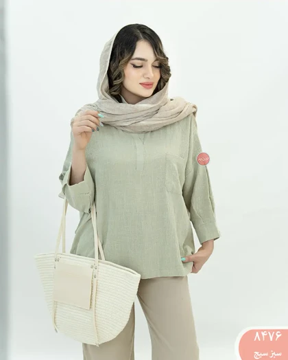 شومیز جلوبسته تک جیب جانان 8476