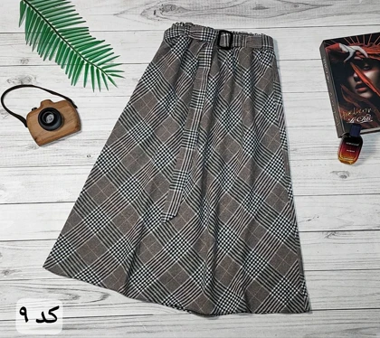 دامن چهارخونه پشمی قد 75 کد 50129