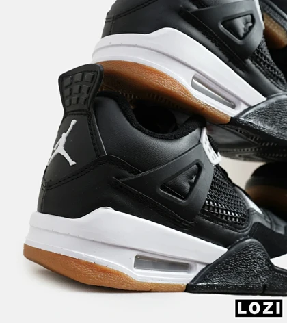 کتانی ساق‌دار زنانه و مردانه مشکی سفید Nike air jordan 4 مدل 6599