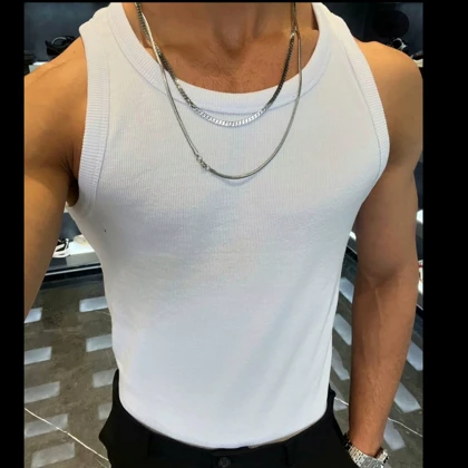 تنک تاپ سفید کبریتی مردانه فول کش | اورجینال دیلم