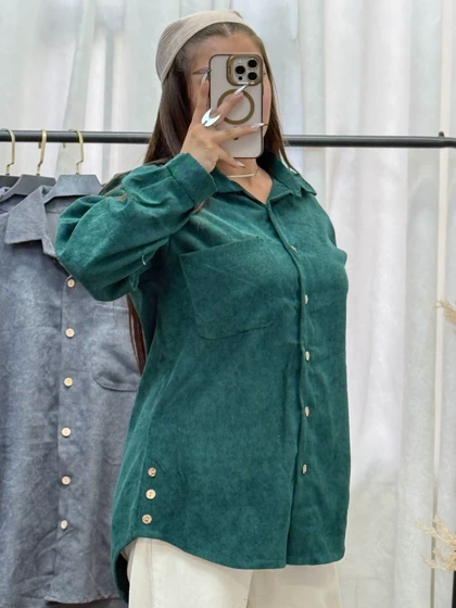 شومیز مانتویی مخمل زنانه کد 403067