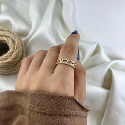 انگشتر زنانه ژوپینگ مدل پیوند طرح زنجیری نگین‌دار