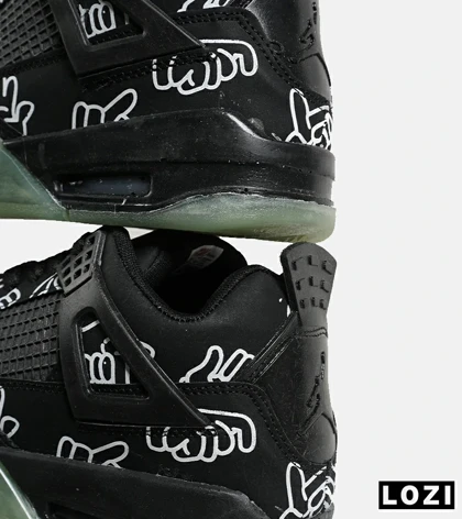 کفش کتانی ساق‌دار مردانه مشکی سبز Jordan 4 x Kaws