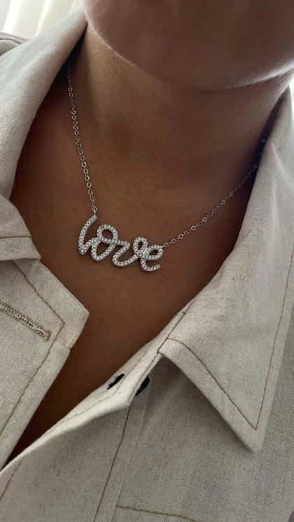 گردنبند love آبکاری نقره