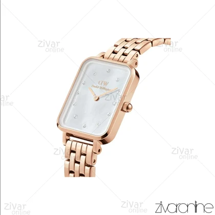 ساعت دنیل ولینگتون زنانه مستطیلی رزگلد صفحه سفید ایندکس نگین‌دار 105413