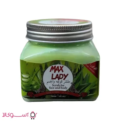 اسکراب لایه بردار صورت و بدن مکس لیدی مدل Aloevera حجم 300 میل