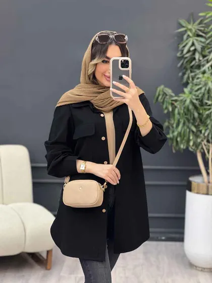 مانتو جیب نما بغل سه دکمه