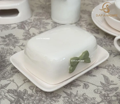 سرویس صبحانه خوری دوژان طرح پاپیون سبز 25 پارچه