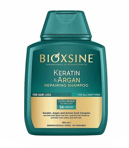 شامپو ترمیم‌کننده و ضد ریزش مو بیوکسین سبز – حاوی آرگان و کراتین، حجم 300 میلی‌لیتر