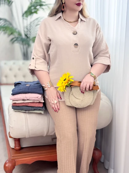 تونیک دبل فیس دکمه چوبی 3320