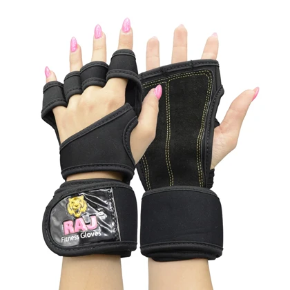 دستکش و محافظ کف دست بدنسازی راج مدل 404K1386 مشکی بسته دو عددی