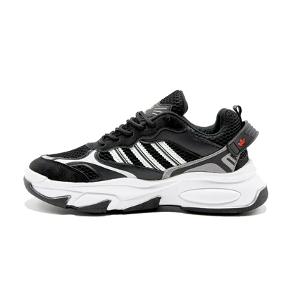 کتانی اسپرت ست مردانه زنانه مدل آدیداس سه خط رنگ مشکی سفید کد 54407