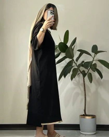 مانتوکفتان سپیده تک‌رنگ مشکی