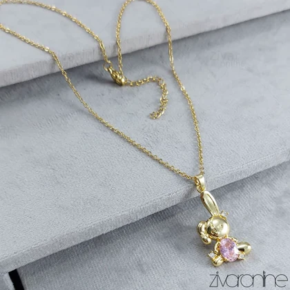 گردنبند زنانه نگین‌دار مدل خرگوش 50052