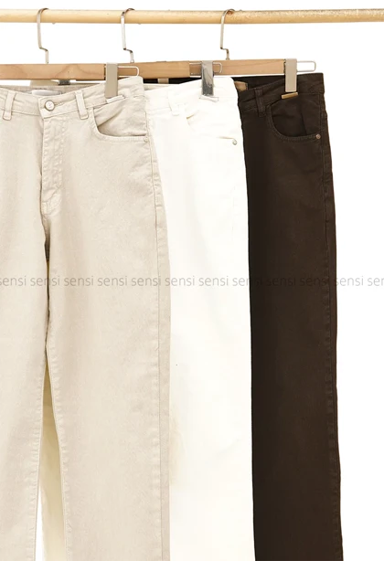 شلوار واید استریت کتان کد1005228