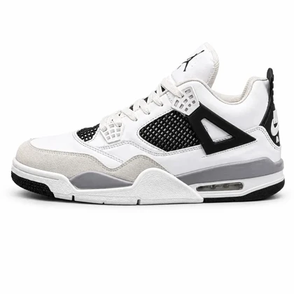 کتانی سایز بزرگ پا مردانه مدل جردن 4سفید مشکی JORDAN 4