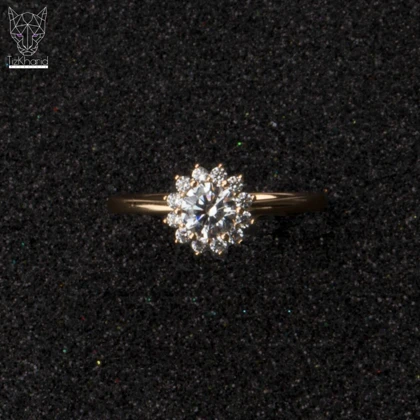 انگشتر گل الماس طلایی ژوپینگ