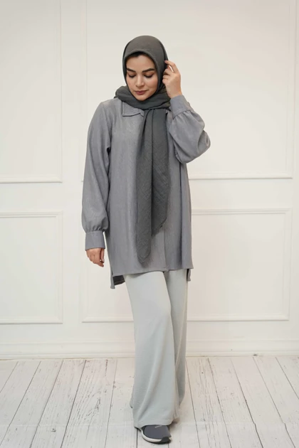 شومیز کریشه مراکشی طوسی جیران