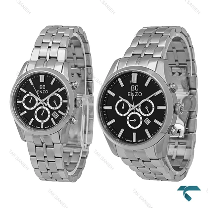 ساعت ست انزو EC-3122 سیلور صفحه مشکی اورجینال Enzo-8783-S