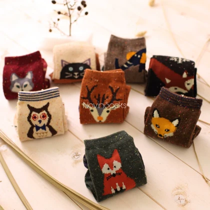 جوراب ساق‌دار طرح گوزن و گربه