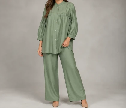 ست مانتو و شلوار زنانه چین‌دار بابوس کد 296