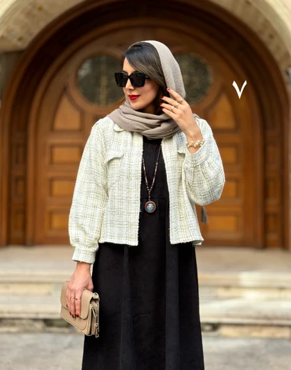 ست پیراهن مانتویی و کت شانل آلا