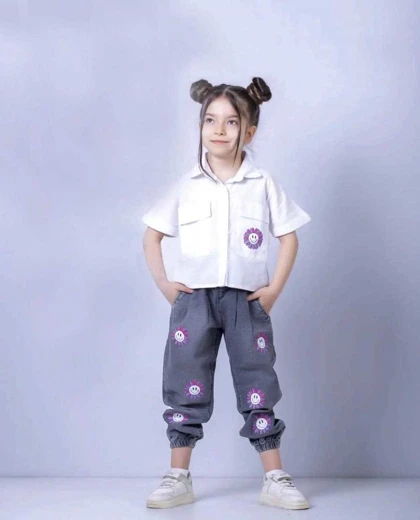 ست شومیز شلوار طرح بابونه