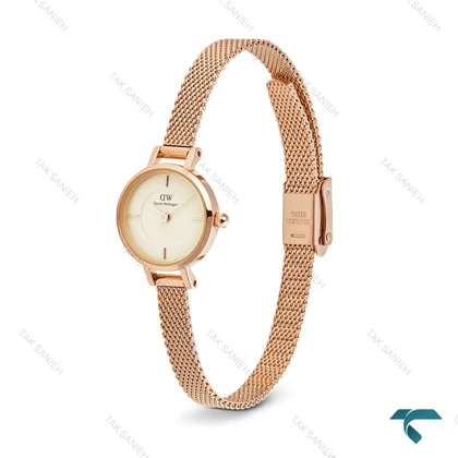 ساعت دنیل ولینگتون زنانه گرد حصیری مینی رزگلد صفحه نباتی DW-6648-L