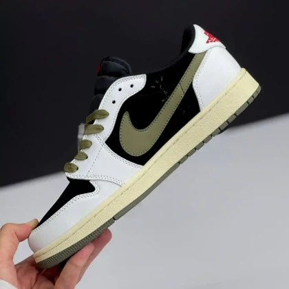 کفش نایک ایر جردن 1 لو تراویس اسکات الیو Nike Air Jordan 1 Low Travis Scott Olive
