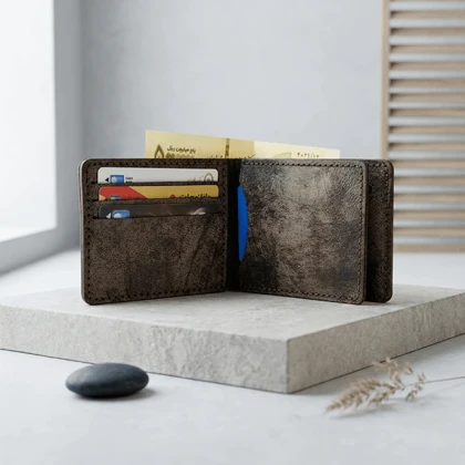 کیف پول جیبی برگه دار چرم