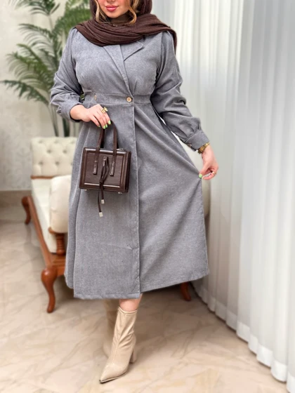 پیراهن مانتویی کبریتی 3535