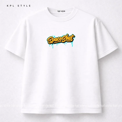 تیشرت باکسی 100٪ پنبه با طرح SPACE | تنفس‌پذیر | کد 1467