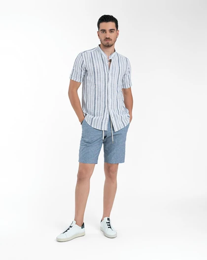 ام کی کالکشن پیراهن آستین کوتاه mk-4523-navy-blue