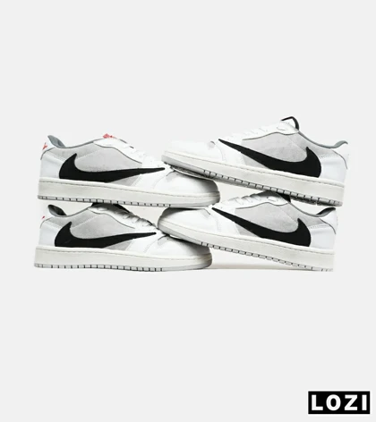 کفش کتانی مردانه سفید طوسی مشکی NIKE travis scott