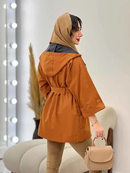 بارانی جیب پاکتی کمر دار